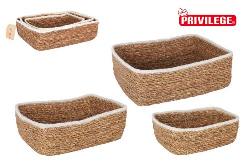 Set 3 Cesta Retangular De Vime Privileg