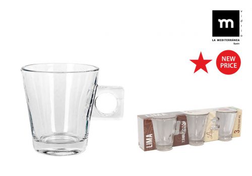 > Set 3 Xicara De Caffe 8 Cl Lima Liso — referência 829317552