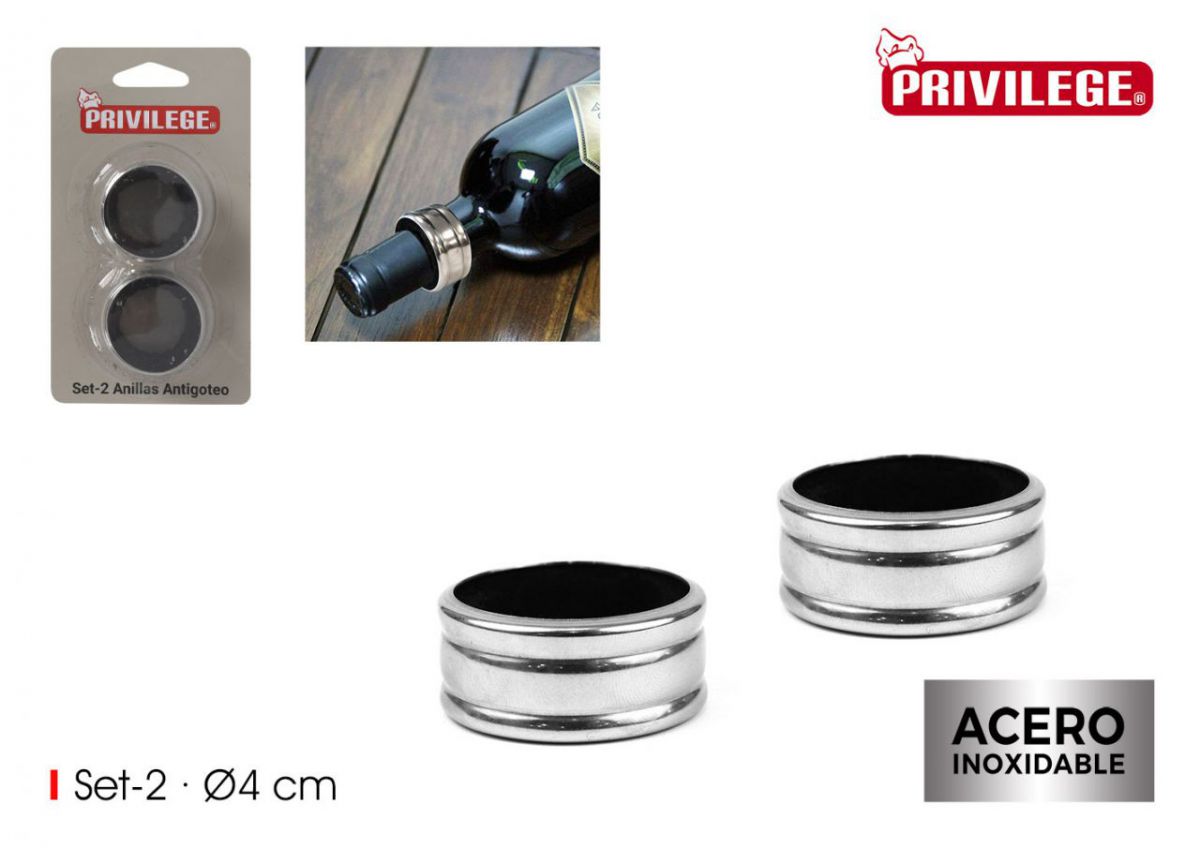 Set 2 Anels Anti Gotejamento Vino Wooow — referência BW01016574084