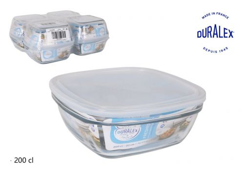 Marmita Quadrada 2l/20x8cm Tampa Transp. Fr.bx — referência TR-2035AF