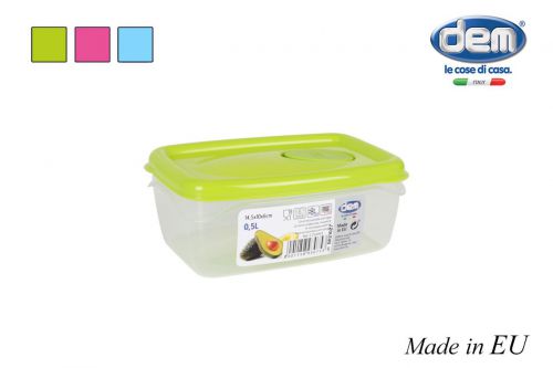 Hermética 0.5l Rect Recipiente De Microo