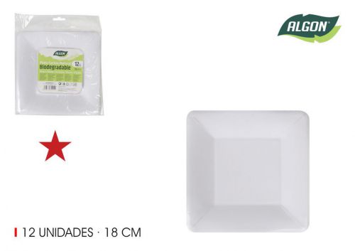 Set12 Placa Quadrada De Cart+o Natural 18cm Algon — vista 1