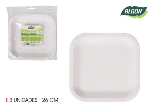 Set3 Placa Quadrada De Cart+o Natural 26cm Algon — vista 1