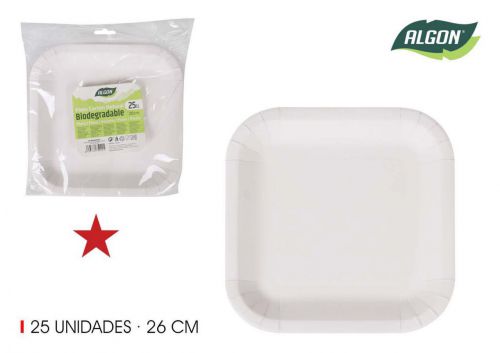 Set25 Placa Quadrada De Cart+o Natural 26cm Algon — vista 1
