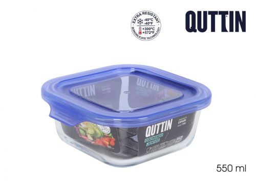 Lancheira Quadrada Prb Ek Com Tampa Azul 14x14c — referência QT-GB24936