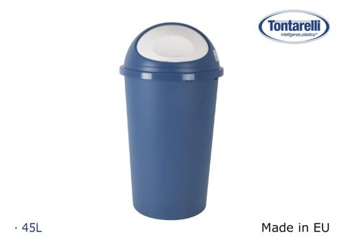 Lixeira Big Hoop Azul/Branca De 45 Litros Com Ta