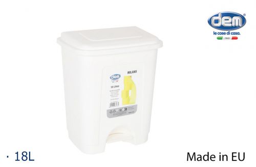 Lixeira Milano Branca De 18 Litros Com Pedal