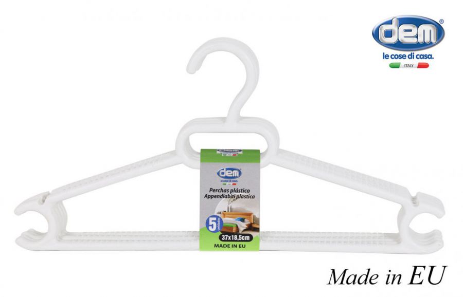Conjunto Prb Com 5 Cabides De Plástico Branco 37x1